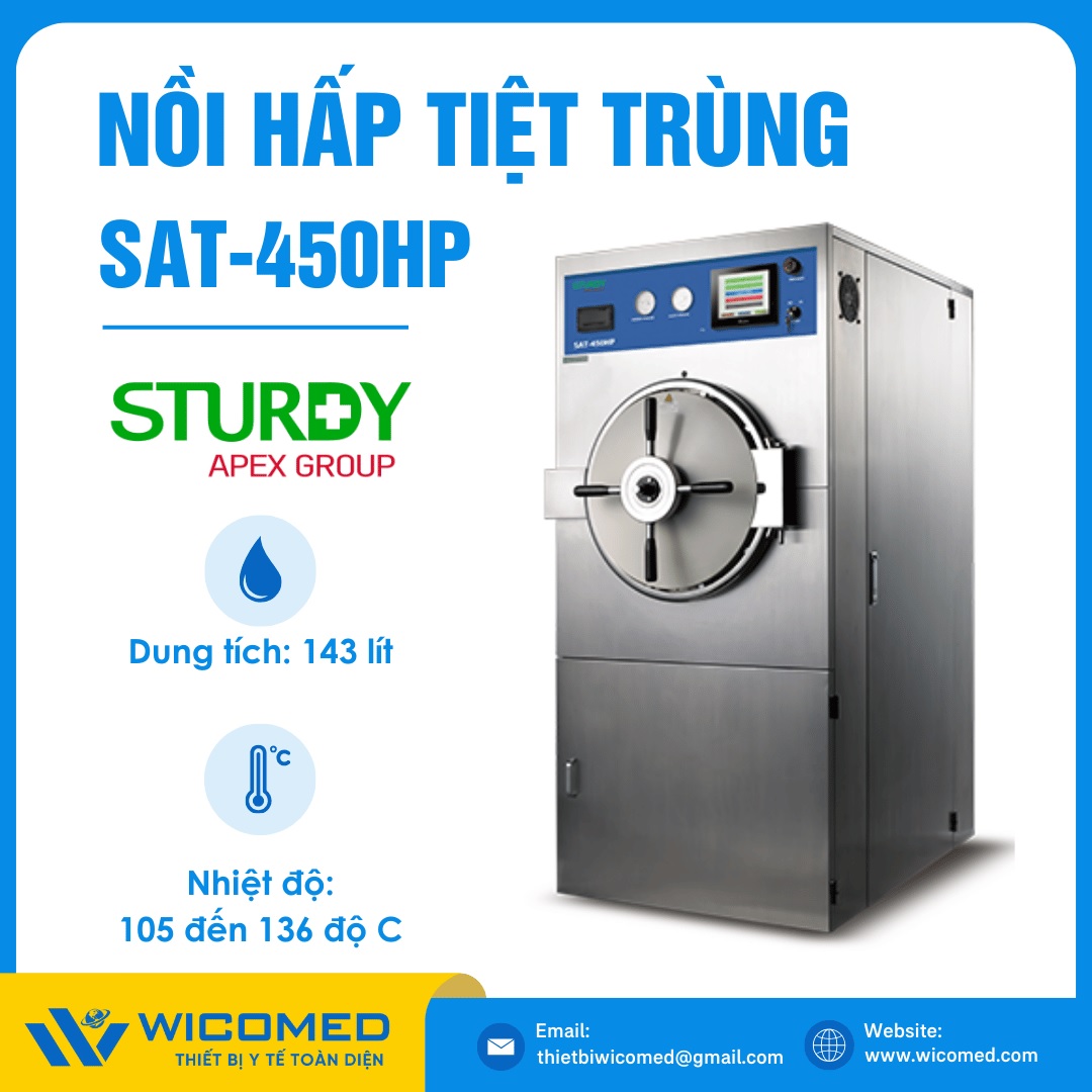 Nồi hấp tiệt trùng buồng tròn 1 cửa Sturdy SAT-450HP